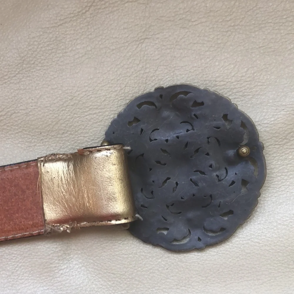 Fossil Genuine Leather Belt with Jeweled Buckle